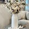 Modern White Ceramic Flower Vase – Textured Medium Tall Decorative Vase for Kitchen, Office, Living Room, Bookshelf & Mantel Decor